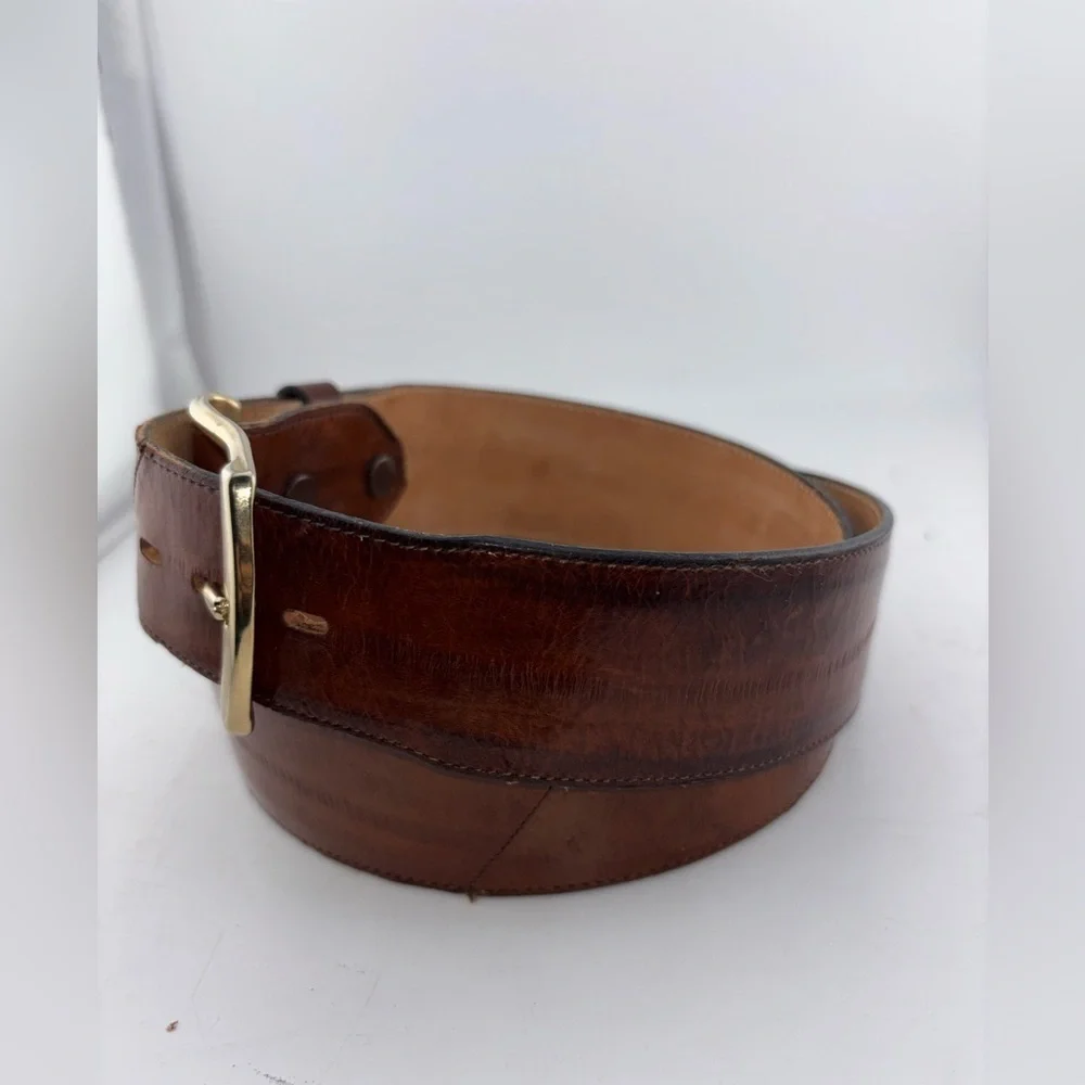 VINTAGE TONY LAMA Belt 34 Brown Eel leather Western Cowboy Rodeo​​​